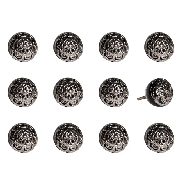 TODAY DECOR Todaydecor 1.5" X 1.5" X 1.5" Black And ChromeKnobs 12 Pack